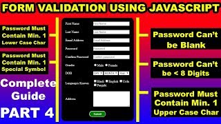 password validation in javascript minimum 8 characters 1 upper case 1 lower case 1 special character [upl. by Ettegirb]