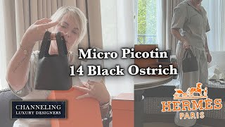 Hermes MICRO Picotin Picotin 14 in Noir Special Edition Ostrich Unboxing and Reveal From Paris [upl. by Nospmas]