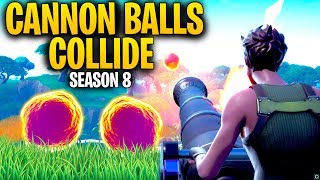 What Happens When TWO CANNON BALLS COLLIDE In Mid Air  Fortnite Season 8 Mythbusters [upl. by Kaazi]