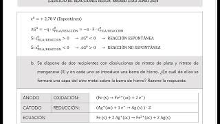 EJERCICIO B5 QUÍMICA EvAU JUNIO 2024 JUNIO B5 REACCIONES REDOX QUÍMICA 2º BACHILLERATO [upl. by Asilanom]