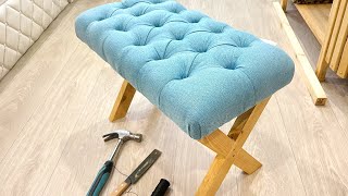 How To Make A Tufted Bench  A Unique amp EyeCatching Piece of Home Decor  DIY by Polkilo [upl. by Akinehc434]