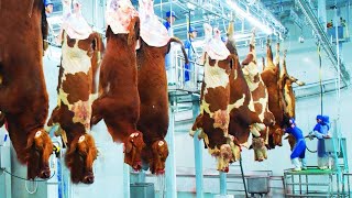 Fattening Cow Farming Equipment amp Technology  Cattle Slaughter amp Processing Line In Factory [upl. by Kayla390]