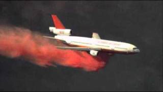 Raw Video Air Tanker Drops Fire Retardant On Lebec Fire [upl. by Yornek]