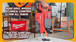 Milwaukee M18 FUEL™ 32mm SDS Plus Brushless Cordless DHandle Rotary Hammer Skin  M18FHACOD320 [upl. by Susanne]