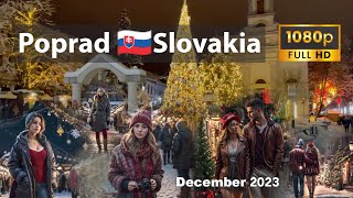 🎄 Christmas street walk  Poprad 🇸🇰Slovakia December 20231080 FHD [upl. by Hazeefah]