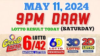 Lotto Result Today 9pm draw May 11 2024 655 642 6D Swertres Ez2 PCSOlotto [upl. by Mildred905]