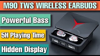 M90 Pro Wireless Earbuds With High Sound And Bass Quality And Hidden Display  Full Review [upl. by Eimmij]