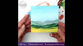 Eine Landschaft mit Bergen  Hügeln malen lernen  Acrylmalerei Ideen für Anfänger Kurzvideo [upl. by Wachter]