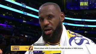 LeBron James reacts to 3rd Straight TRIPLEDOUBLE amp Win vs Grizzlies Postgame Interview [upl. by Rehpinej]