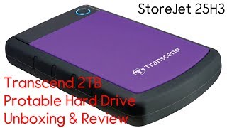 Transcend 2TB Shockproof Portable Hard Drive Unboxing amp Review StoreJet 25H3  2019 [upl. by Roze]