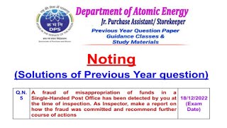 Noting  Solutions  Previous year paper  DPS DAE JPA JSK RECRUITMENT [upl. by Eronaele]