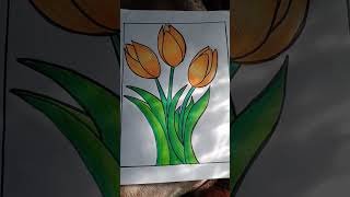 Tulip flower beautiful drawing😍😍😘 [upl. by Darice237]