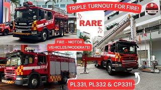 RARE FIRE RESPONSE amp MULTIPLE SIRENS  TURNOUT SCDF PL331 PL332 CP331 [upl. by Sibie966]