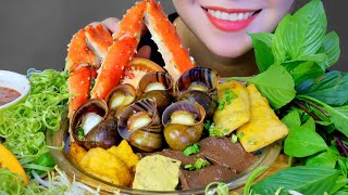 ASMR BÚN RIÊU CUA  EATING VIETNAMESE CRAB NOODLES WITH KING CRAB AND SNAIL EATING SOUNDS LINHASMR [upl. by Ahsemik]