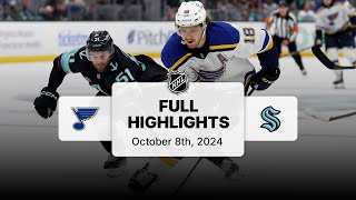 Blues at Kraken  October 8 2024  NHL Full Game Highlights [upl. by Northrup]