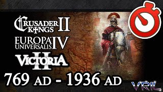 CK2 to EU4 to V2 Mega Campaign 769 AD  1936 AD Timelapse [upl. by Risley]