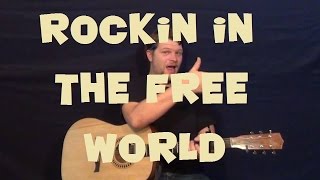 Rockin in The Free World Neil Young Easy Strum Guitar Lesson How to Play Tutorial [upl. by Wester]