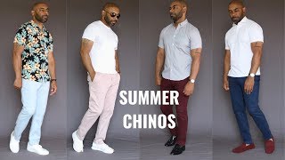 How To Wear Chinos Summer 20196 Summer Chino OutFits [upl. by Sugar236]