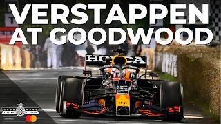 Max Verstappen drives F1 Red Bull RB16B at Goodwood FOS [upl. by Eesac935]