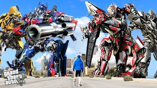 Transformers စက်ရုပ်ကားတွေရဲ့အကြမ်းစားတိုက်ပွဲ Transformers in GTA V GTA 5 Myanmar [upl. by Darrow]