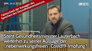 Steht Gesundheitsminister Lauterbach weiterhin zur Aussage der „nebenwirkungsfreien“ CovidImpfung [upl. by Akimrej]