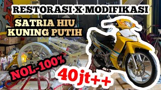 FULL RESTORASI x MODIFIKASI SATRIA HIU KUNING PUTIH LSCM SATRIA 2TAK [upl. by Einoj]