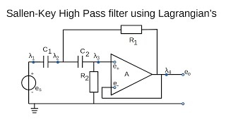 SallenKey High Pass Filter using Lagrangians [upl. by Seafowl967]