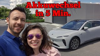 Akkuwechsel in nur 5 Minuten statt EAuto aufladen Wir testen die NIO Power Swap Station [upl. by Belen]