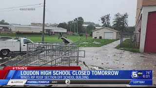 Loudon High School closed tomorrow after winds rips roof section off school building [upl. by Ennasus381]