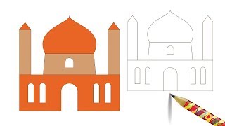 How to Draw a Mosque Easy Drawing  Coloring Page [upl. by Valry]