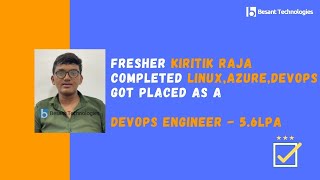 Besant Technologies Velachery  Raja Got placed as DevOps Engineer 6LPA  DevOps Course in Chennai [upl. by Chura973]