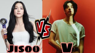 Kim Ji Soo VS Kim Tae HyungBTS VS BLACKPINKWho is more famousLifestyle Facts Net worth [upl. by Nuoras]