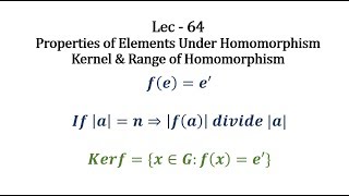 Lec  64 Properties of Elements Under Homomorphism and Kernel and Range  IIT JAM  CSIR NET  GATE [upl. by Valentia406]