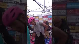 Tadej Pogacar gives Giulio Pellizzari his glasses and pink jersey after the stage 💖🤝 cycling giro [upl. by Enrobso]