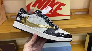 Stussy x Air Jordan 1 Low Dragon Scale Gold Hook [upl. by Nomal638]