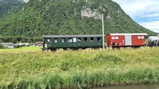 Train spécial MV CFF Historic StMaurice  Le Bouveret peu après Les Evouettes [upl. by Hermy726]