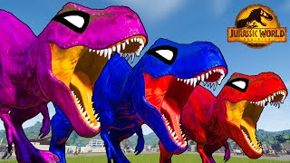 One Spiderman TRex vs Other Big Colorful Dinosaurs in Jurassic World IRex vs TRex Dino Fight [upl. by Eada266]