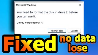 Fix quotYou need to format the disk in drive before you can use itquot Error Without Losing Data [upl. by Ssirk929]