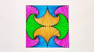 Geometric Square Pattern Using Straight Lines  Straight Line Geometry  Spiral Geometric Design [upl. by Acim]