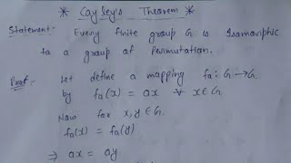 77 Cayleys Theorem state and proof  every group is isomorphic to permutation group  AdnanAlig [upl. by Seltzer]