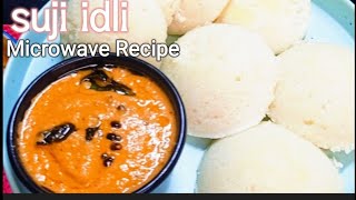 Yummy Suji Idli With Tomato Onion Chutney  Microwave Recipe Breakfast Recipe Less Oil [upl. by Olcott]