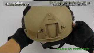 CombatGearingcom  MICH 2000 Helmet with NVG Mount and Side Rail  TAN [upl. by Olyhs]