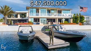 Inside a 47500000 California Waterfront Mansion With Speed Boats [upl. by Refeinnej]