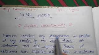 Galilean transformations bsc Hindi and english [upl. by Nanis988]