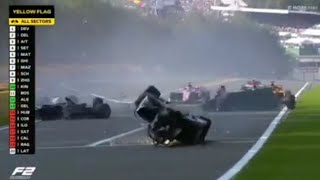 F2 Spa 2019  Fatal Crash  Anthoine Hubert Juan Manuel Correa [upl. by Nedrob806]