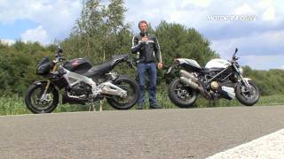 Aprilia Tuono V4 APRC vs Ducati 1098 Streetfighter [upl. by Cozza]