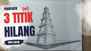 Cara Menggambar Perspektif 3 Titik Hilang Sudut Pandang Mata Katak atau Mata Cacing [upl. by Bernetta]