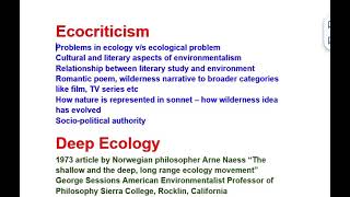 Ecocriticism  Deep Ecology  Oikopoetics  Biocentric Equality  Hindi Explanation [upl. by Holihs]