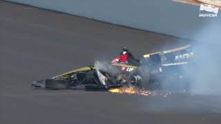 Raw Video James Hinchcliffe crashes during 2019 Indy 500 Qualifying [upl. by Sinnel]