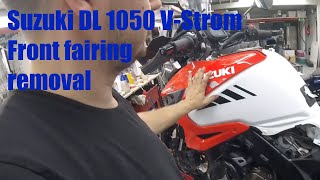 Suzuki DL1050 VStrom 2020 Front Fairing removal how to take off the front fairing [upl. by Gomer313]